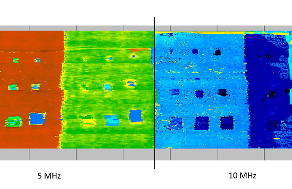 Multi-frequency Inspection of a graphic/epoxy laminate composite with variable thickness